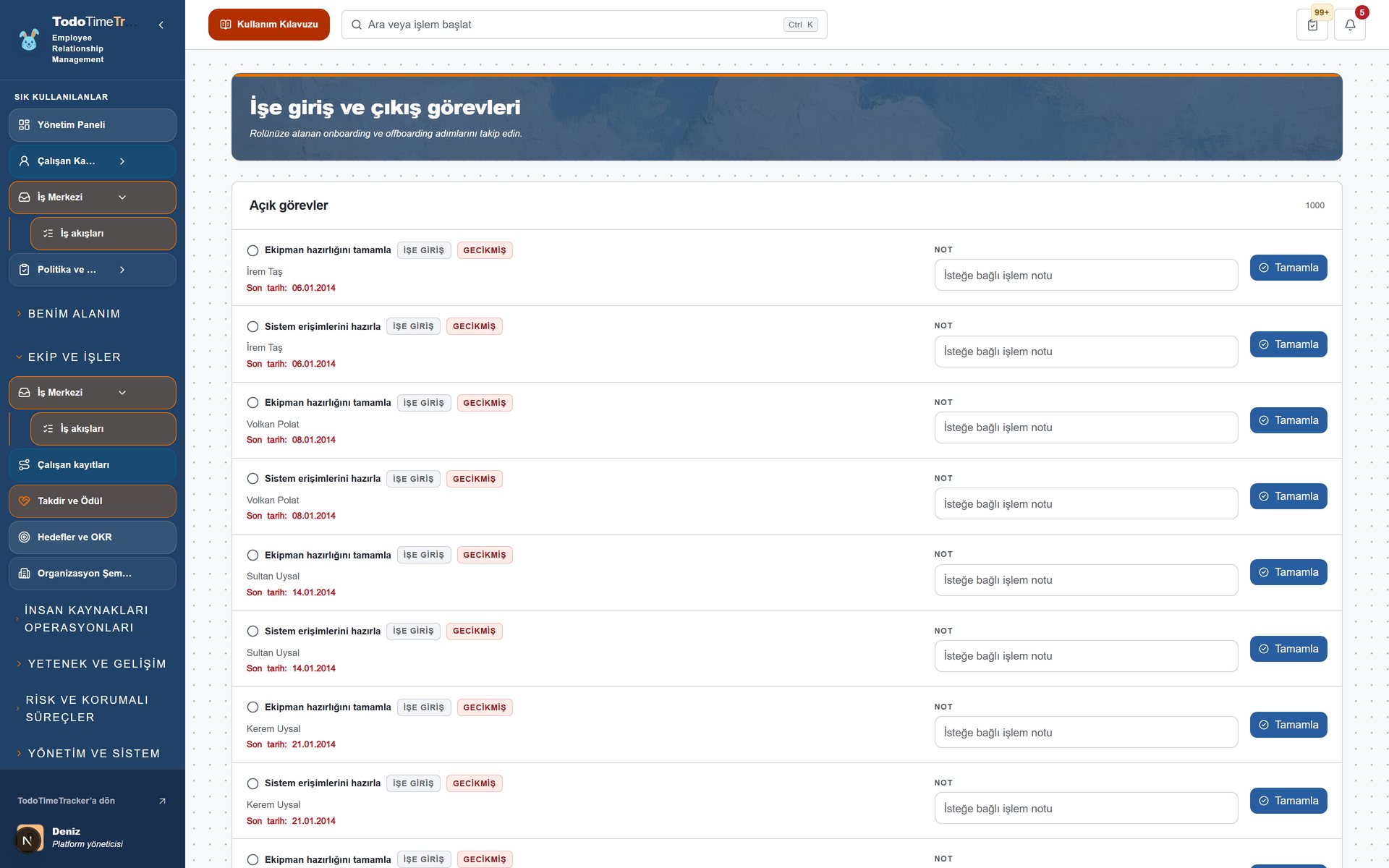 checklists ekran goruntusu